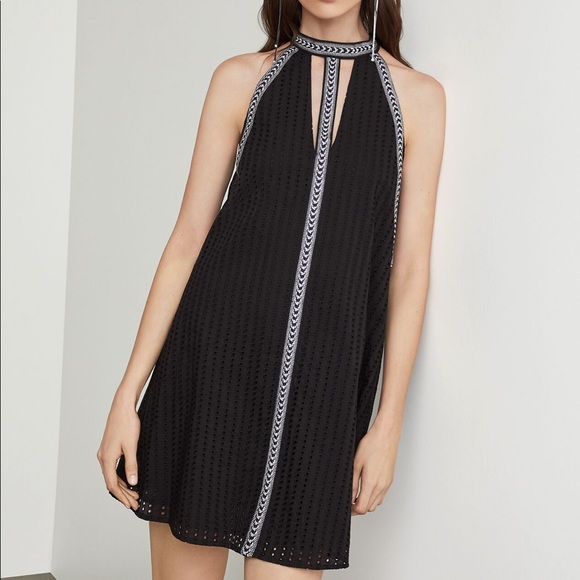 BCBG Maxazria Black Striped Eyelet Halter Dress - Picture 1 of 8